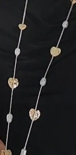 #457-Collar Corazones dos tonos