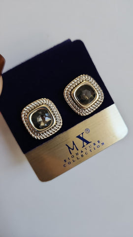 Aretes Cuadrado rodio  Smoke