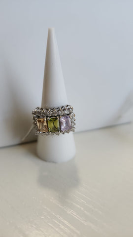 Anillo Tres Piedras  Plata