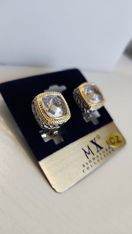 Aretes Cuadrados  Zirconia Clear