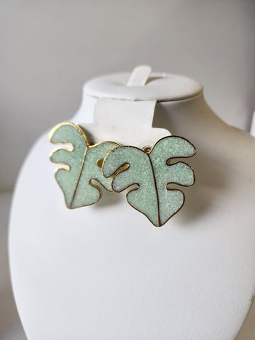 Aretes Otoñal Hoja Drutzy  Verde