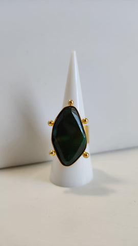 Anillo Agata  Verde Oscuro