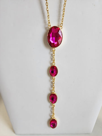 Collar Cristal  Fushia