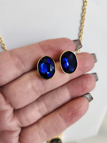 Aretes Cristal  Azul