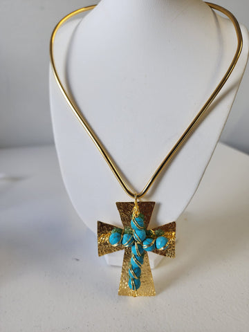 Gema Cruz de Piedra  Turquesa