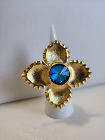 Anillo 4 Petalos azul cielo