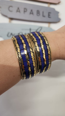 Pulsera Mosaico  Dos líneas Azul
