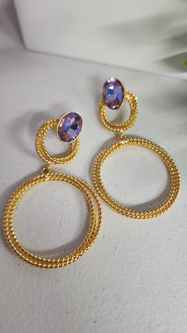 Aretes  Doble Círculo  Lavanda
