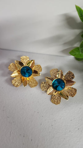 Aretes Flor  Turquesa