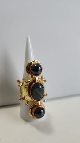 Anillo tres piedras cuarzo