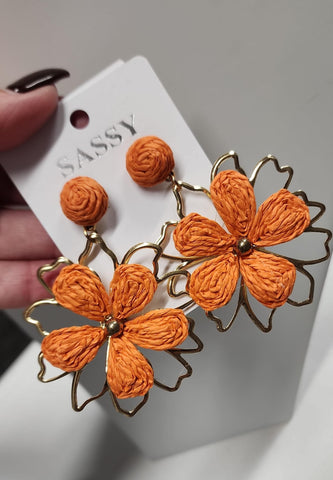 Aretes Flor  Anaranjado