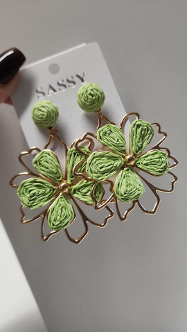 Aretes Flor  Verde