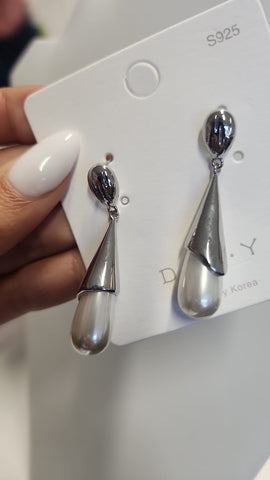 Collar largo gota perla Plata