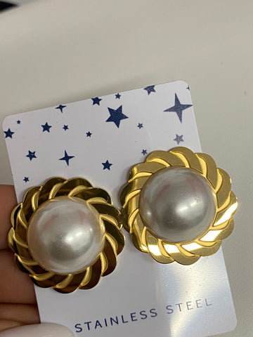 Arete Flor con perla # 5