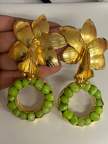 Aretes Orquidea cuenca verde