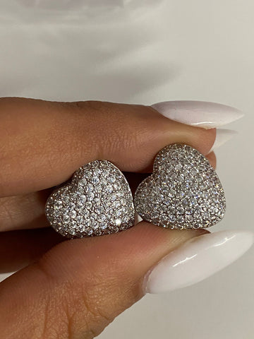 Aretes Corazones Diamantados