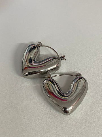 Aretes corazon plata