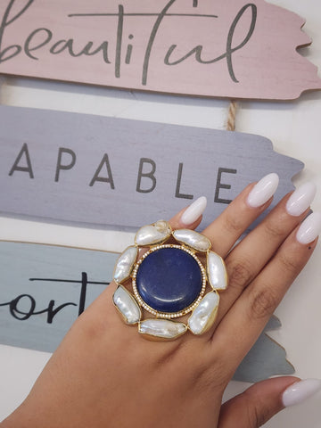 Anillo Piedra transformación con perlas