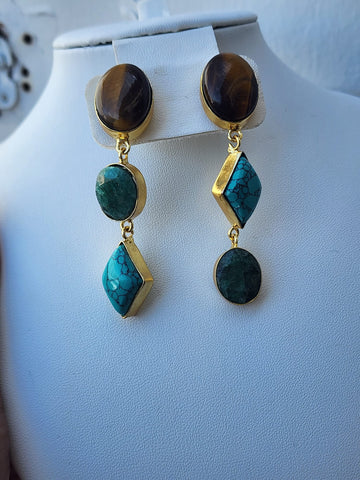 Aretes Piedras semipreciosa Turquesa