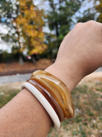 #861-Trio de Pulseras Combinación de Ambar