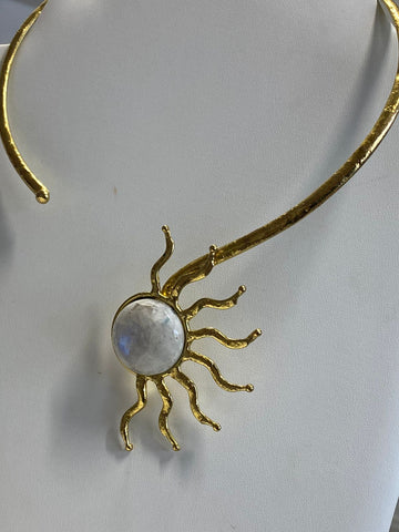 Choker del sol cuarzo blanco