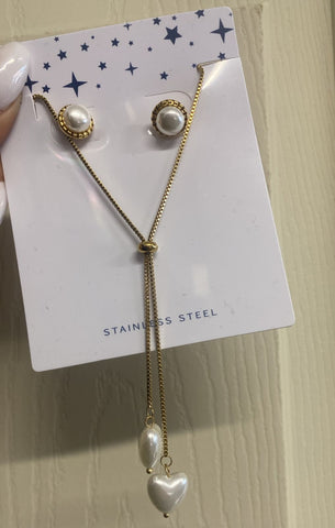 Collar corazón perla