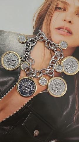 # 526-Pulsera de Monedas  Dos Tonos