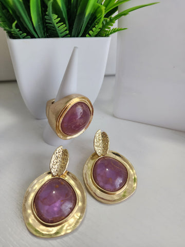 # 856 - Set Aretes -Anillo Liquidacion Lavanda