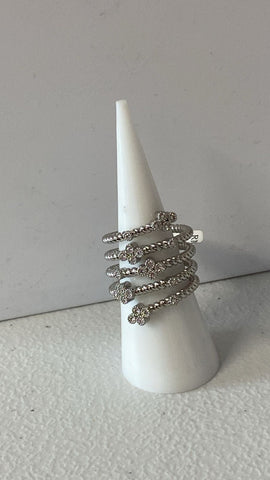 Anillo espiral Flores Plata