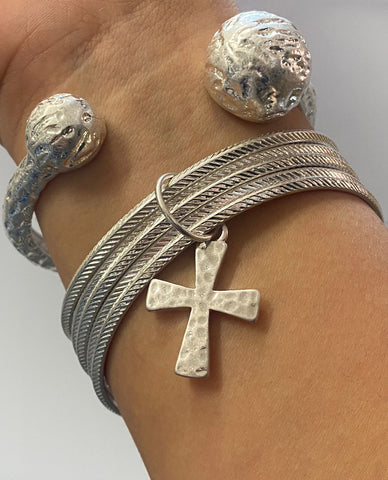 Pulsera de la cruz plata