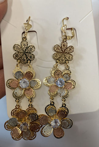 Aretes mariachi tres flores