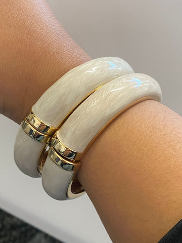 Pulsera resina crema