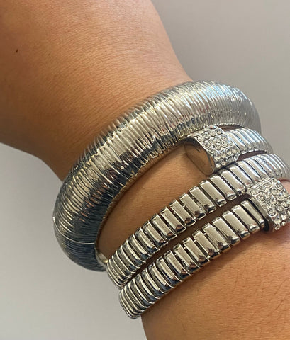 Pulsera plata espiral punta clear