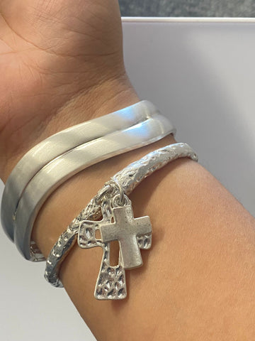 Pulsera Cruz plata # 2