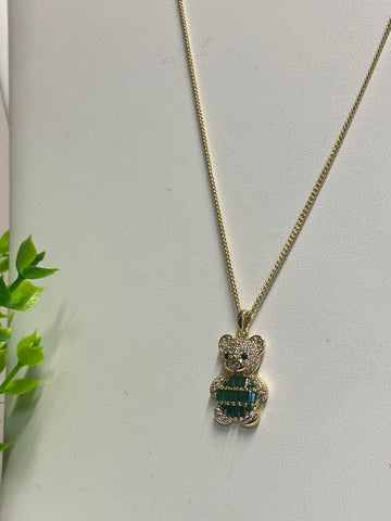 Set Cadena y gema oso Verde