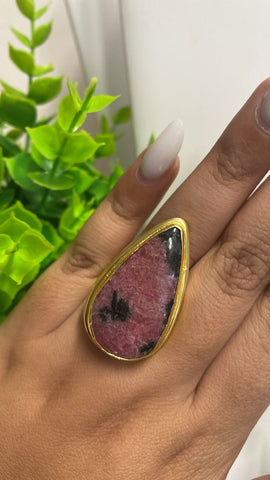 Anillo Gota Rosa con Negro # 7