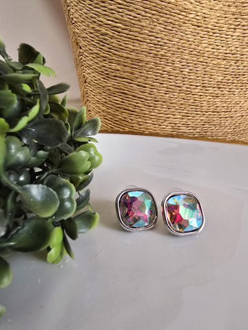 #067-Aretes Tornasol Rosa