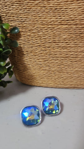 #067-Aretes Tornasol Azul