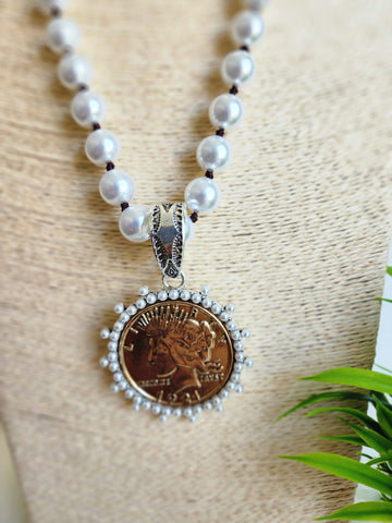 #075-Collar Moneda  Estatua de la Libertad