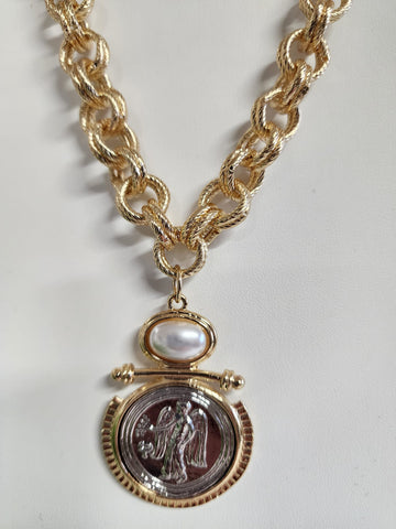 #048-Cadena Eslabon Torcido  Moneda Angel