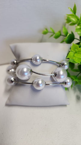 Trío de Pulseras con Perlas Plata